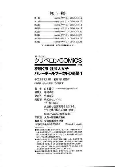 [Yamamoto Zenzen] S-ken K-shi Shakaijin Joshi Volleyball Circle no Jijou 1 | Affairs of the Women's Volleyball Circle of K city, S prefecture 1 [English] {brolen}