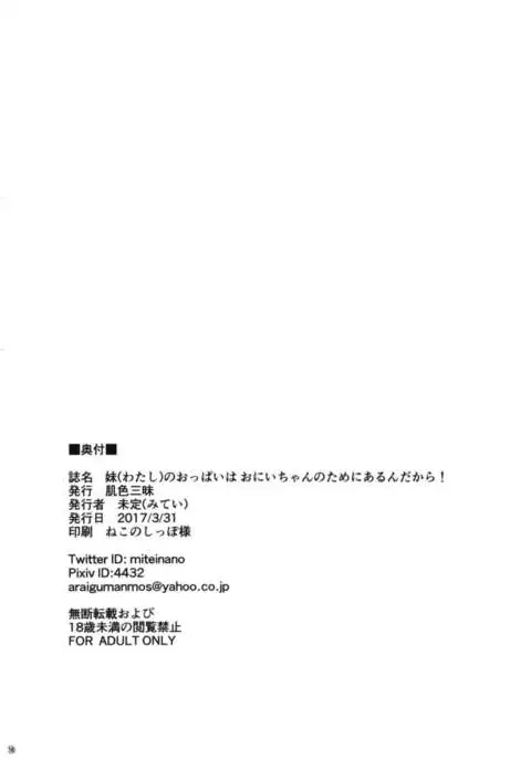 Imouto no Oppai wa Onii-chan no Tame ni Arun dakara!